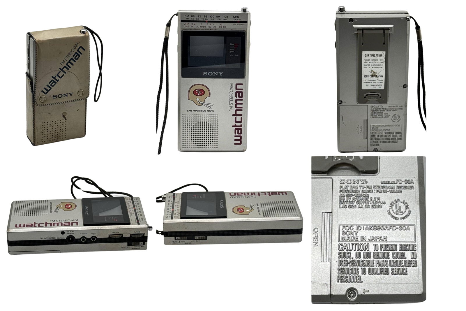 Vintage Sony Watchman FD30A Portable BW TV AM FM 4In Receiver (1 of 7)