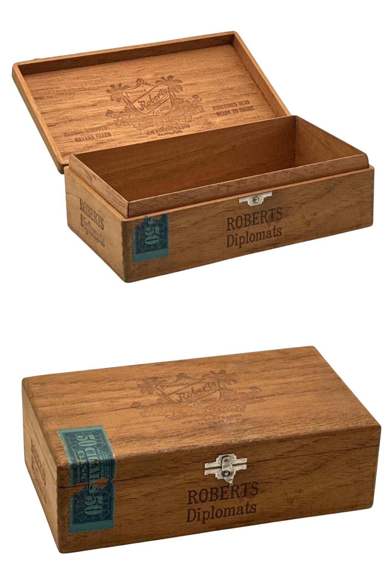 Roberts Diplomats Handmade Wooden Cigar Storage Box 9x5x3 Inches (1 of 3)