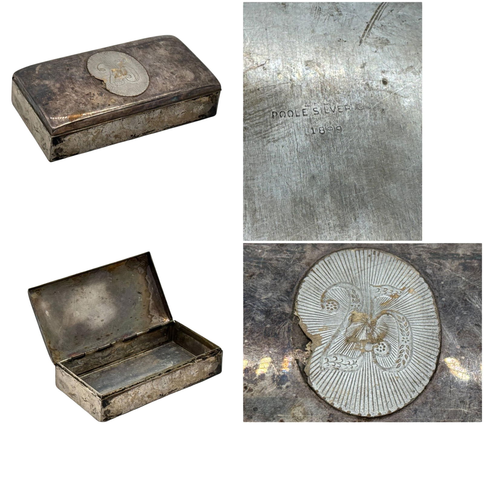 Poole Silver Co 1899 Antique Silver Trinket Box 2 In Height (1 of 5)