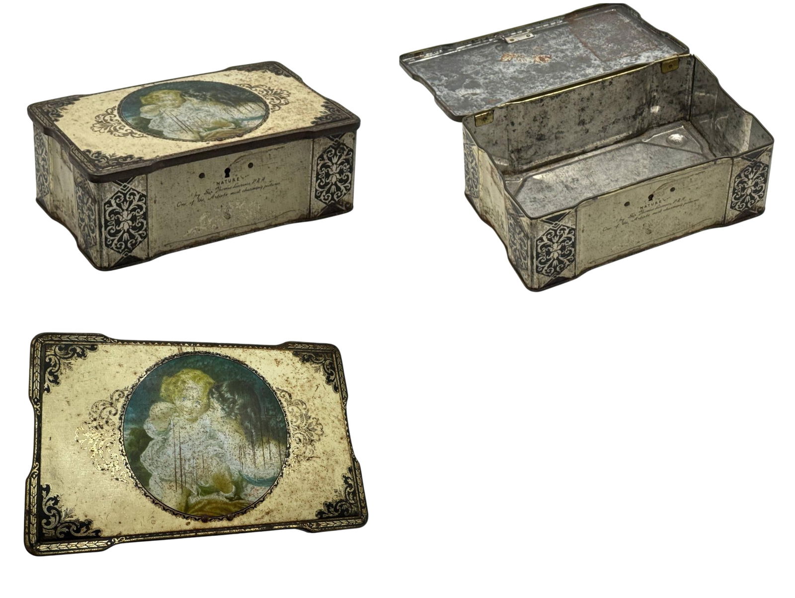 Vintage English Decorative Tin Box Made In England Collectible 3 In Tall (1 of 5)