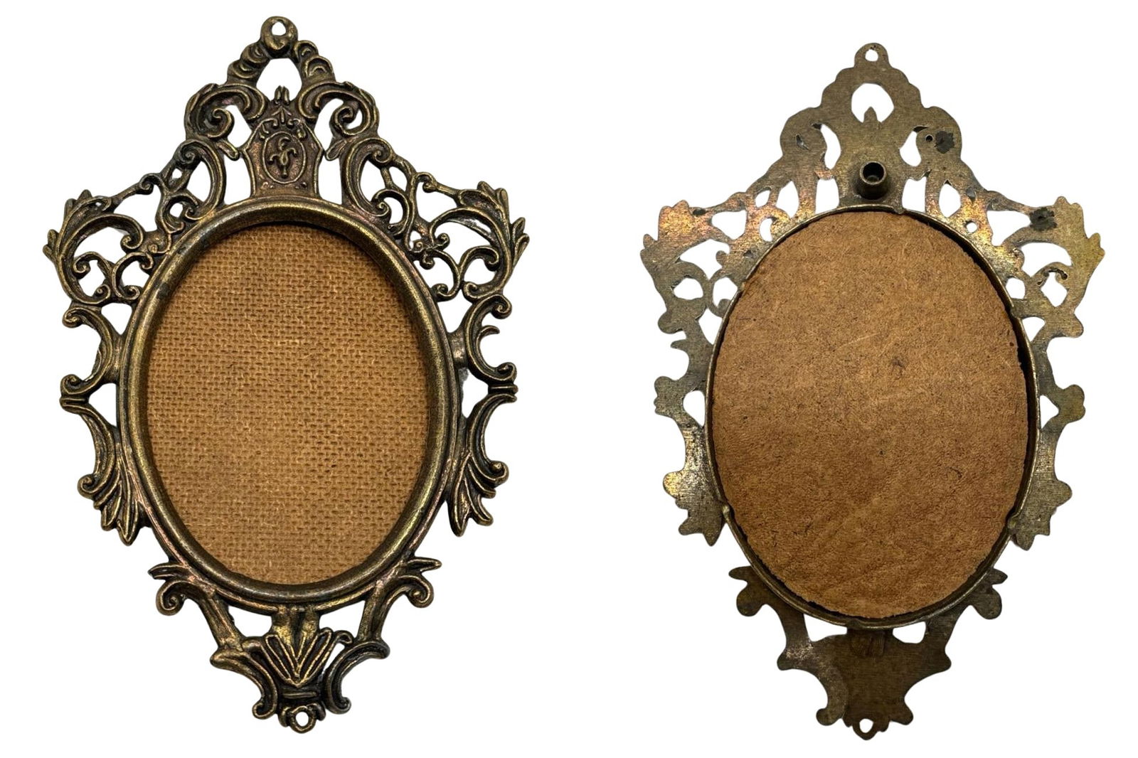 Ornate Antique Gold Tone Metal Oval Picture Frame Photo Display 7x4 In (1 of 3)