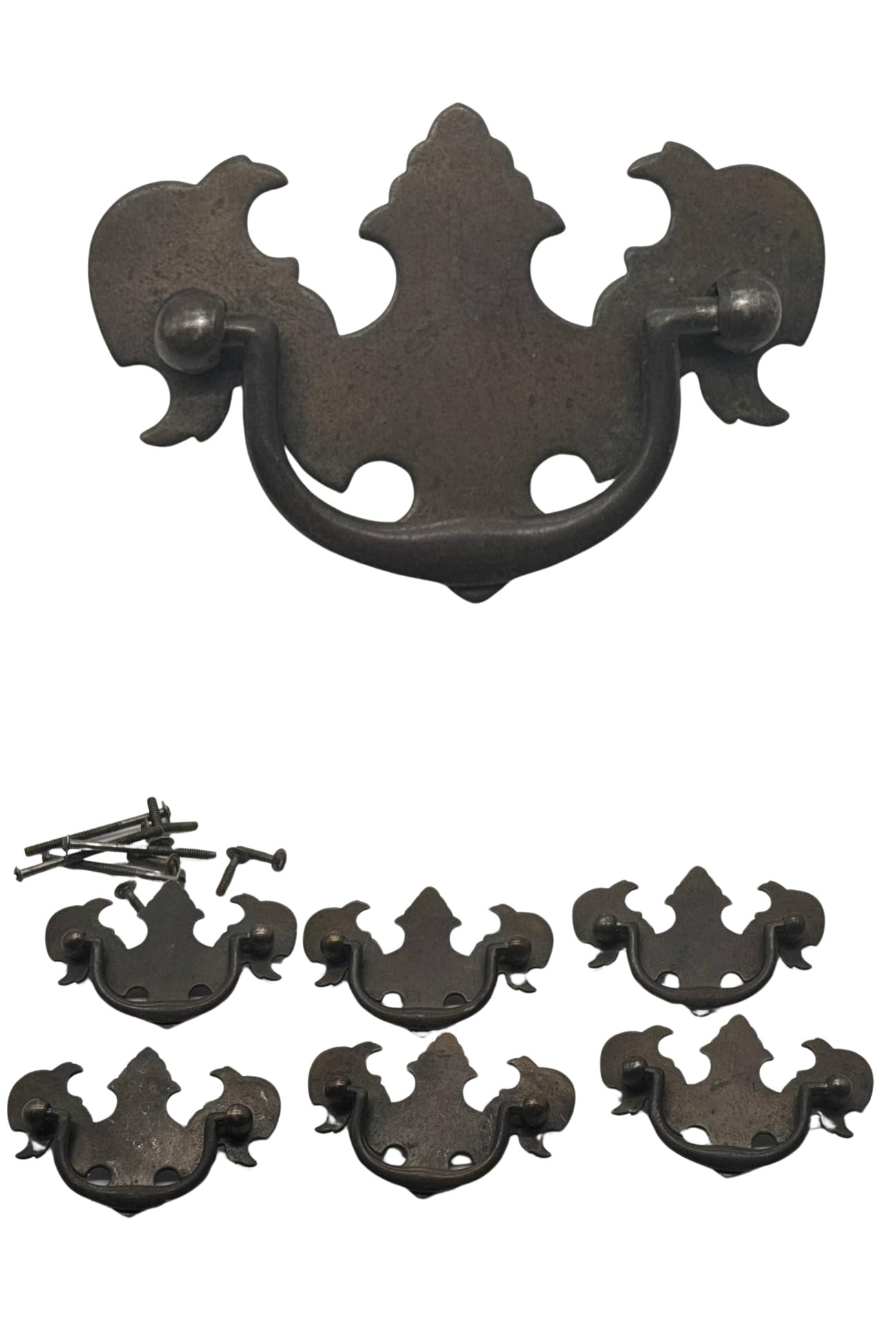 Set Of 6 Antique Bronze Chippendale Furniture Drawer Pulls 3 In (1 of 3)