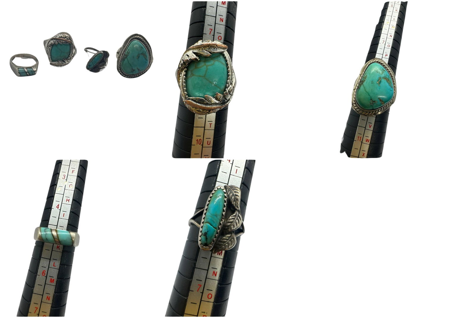 Vintage Turquoise Sterling Silver Four Rings Set US 5 6 7 9 Southwestern Jewelry Collection (1 of 6)