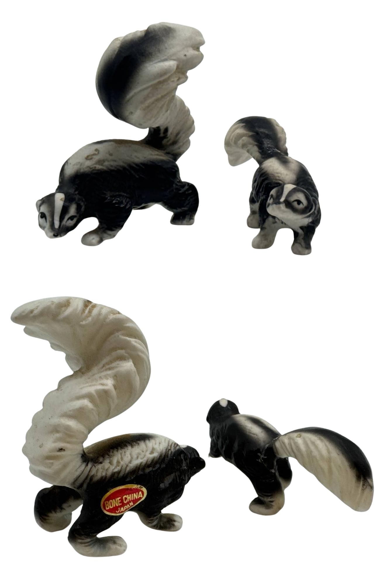 Porcelain Skunk Figurines Vintage Sculpture Black White Set Of 2 US 3in: Porcelain Skunk Figurines Vintage Sculpture Black White Set Of 2 US 3in are perfect for collectors seeking whimsical accents and nostalgic charm. These adorable ceramic creatures feature lifelike deta