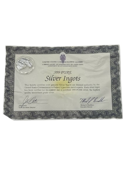 USCG 1 Gram .999 Pure Silver Ingots with Certificate Collection (1 of 6)