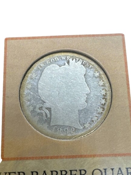 1890s Silver Barber Quarter US Coin in Collectible Display Case (1 of 6)