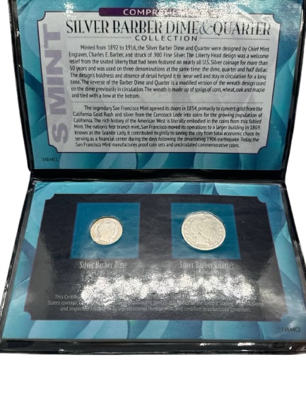 Silver Barber Dime Quarter Collection 1892-1916 San Francisco Mint (1 of 6)
