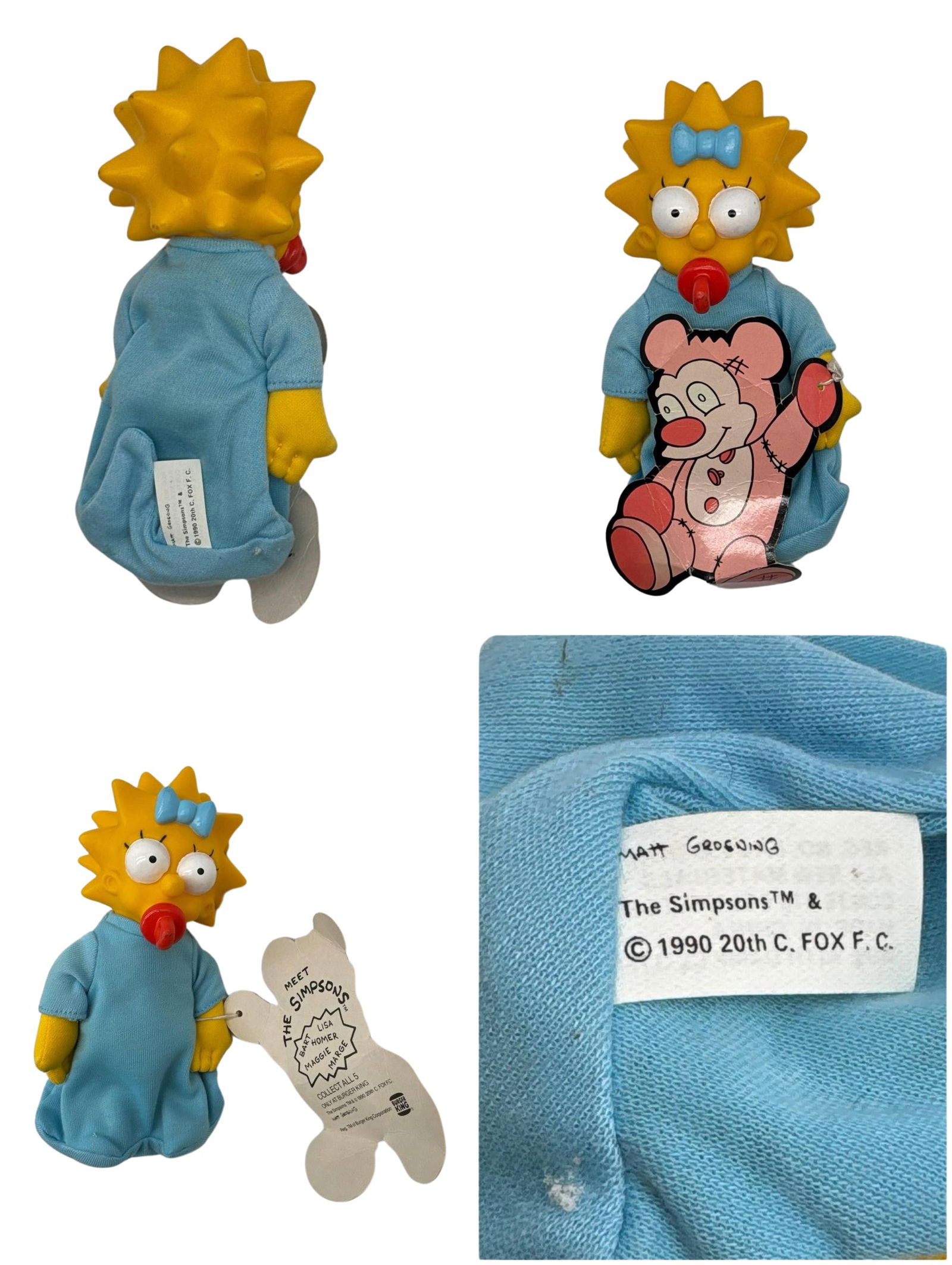 The Simpsons Maggie Simpson Plush Doll 8 Inch 1990 Matt Groening Collectible (1 of 5)