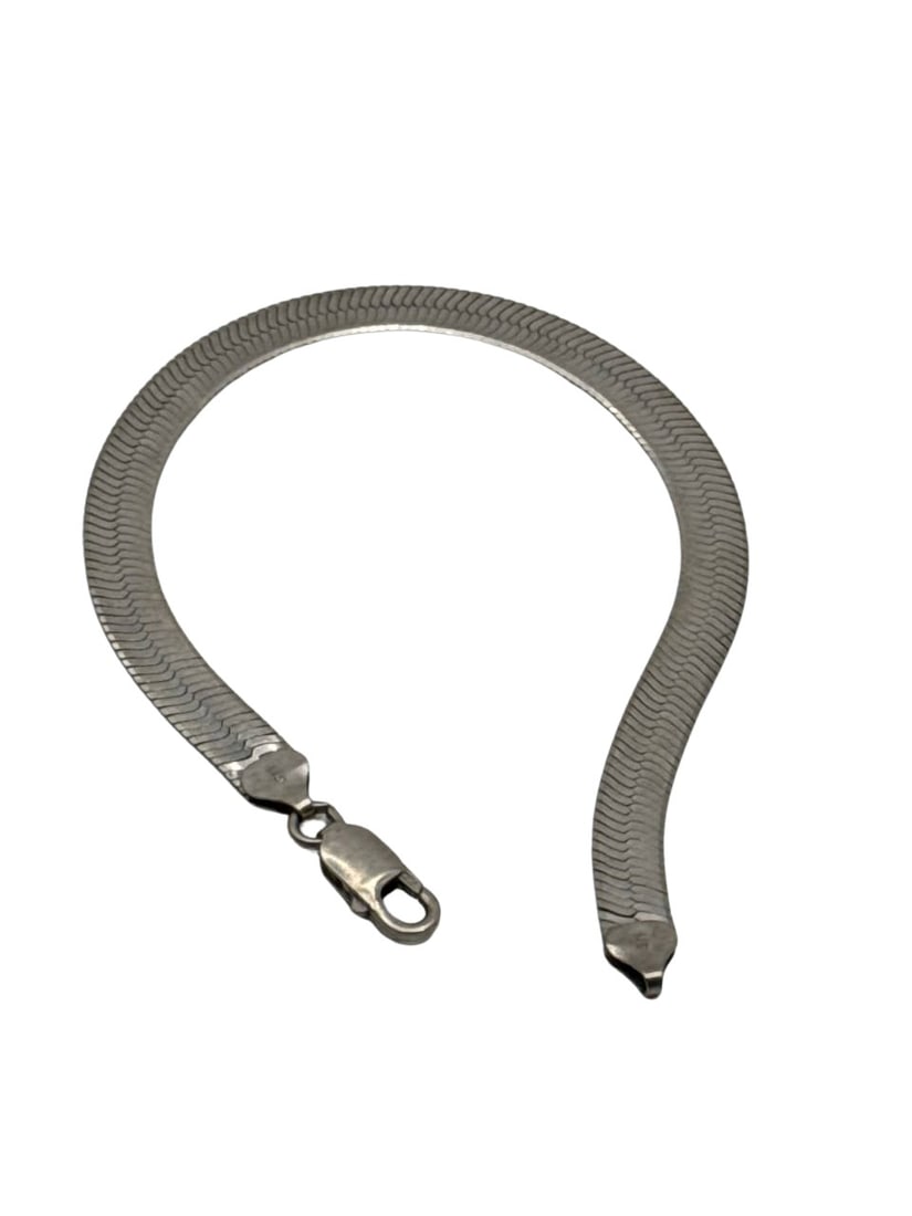 Italian Silver Snake "Herringbone" Chain Bracelet 8.5 Inch 925 Italy Stamped (1 of 10)