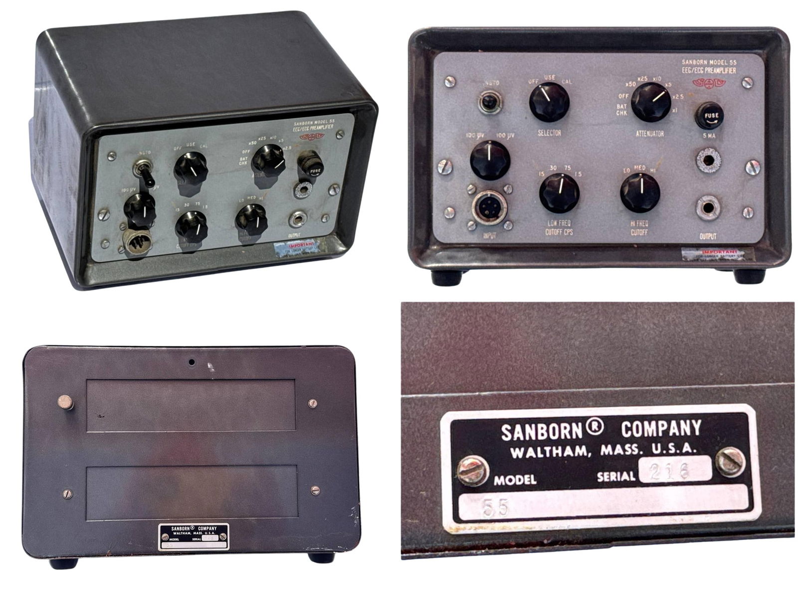 Sanborn Model 55 EEC ECG Preamplifier Vintage Waltham Medical (1 of 5)