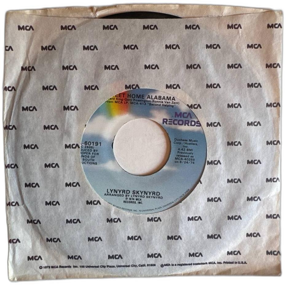 Lynyrd Skynyrd Sweet Home Alabama Original 1974 45 RPM Vinyl Single: Lynyrd Skynyrd Sweet Home Alabama Original 1974 45 RPM Vinyl Single offers a classic piece of American southern rock history. First released under MCA Records, this iconic track became a signature ant