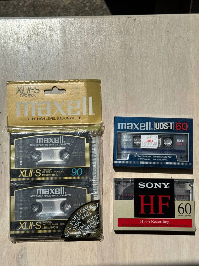 Maxell XLII S 90 UDS I 60 Sony HF 60 Sealed Mint Unopened Audio Cassette Tapes (1 of 2)