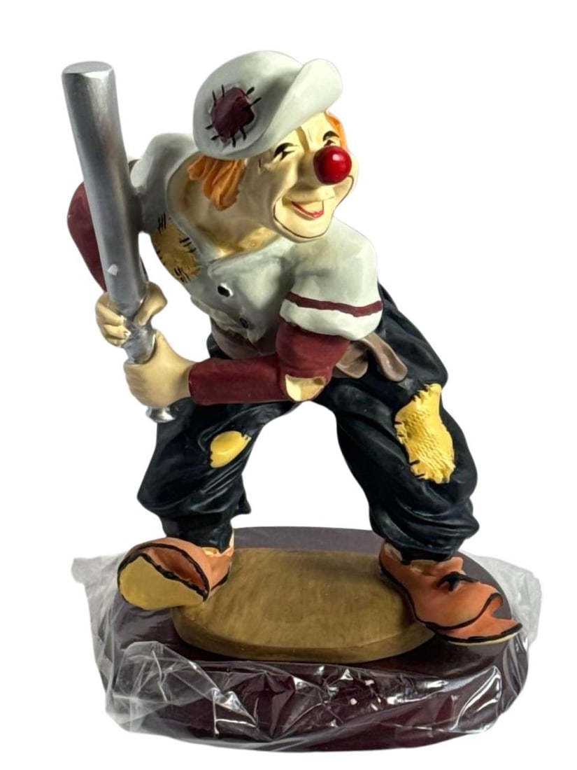 Vintage Baseball Clown Figurine Batter Collector Circus Statue 8in Painted (1 of 6)