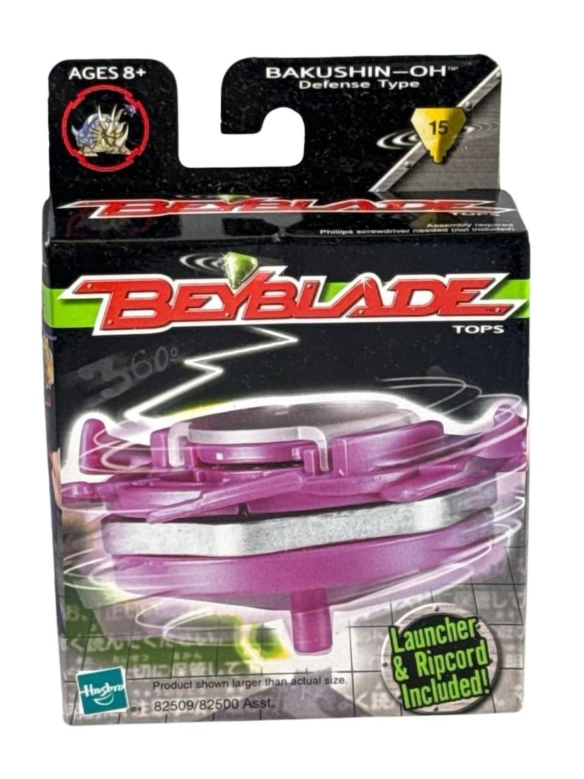 Hasbro Beyblade Bakushin Oh Defense Type Spin Top Toy Ages 8 And Up: Hasbro Beyblade Bakushin Oh Defense Type Spin Top Toy with original launcher and ripcord delivers classic spinning action for collectors and enthusiasts. Featuring a vivid pink finish and sturdy build
