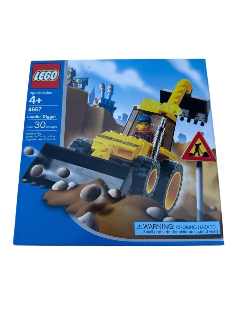 Lego Loadin Digger 4667 4 Plus 30 Pieces Construction Toy: Lego Loadin Digger 4667 building toy 30 pieces construction set is a delightful and collectible item from 2004 created for children ages 4 and older. It offers a small but engaging building experience