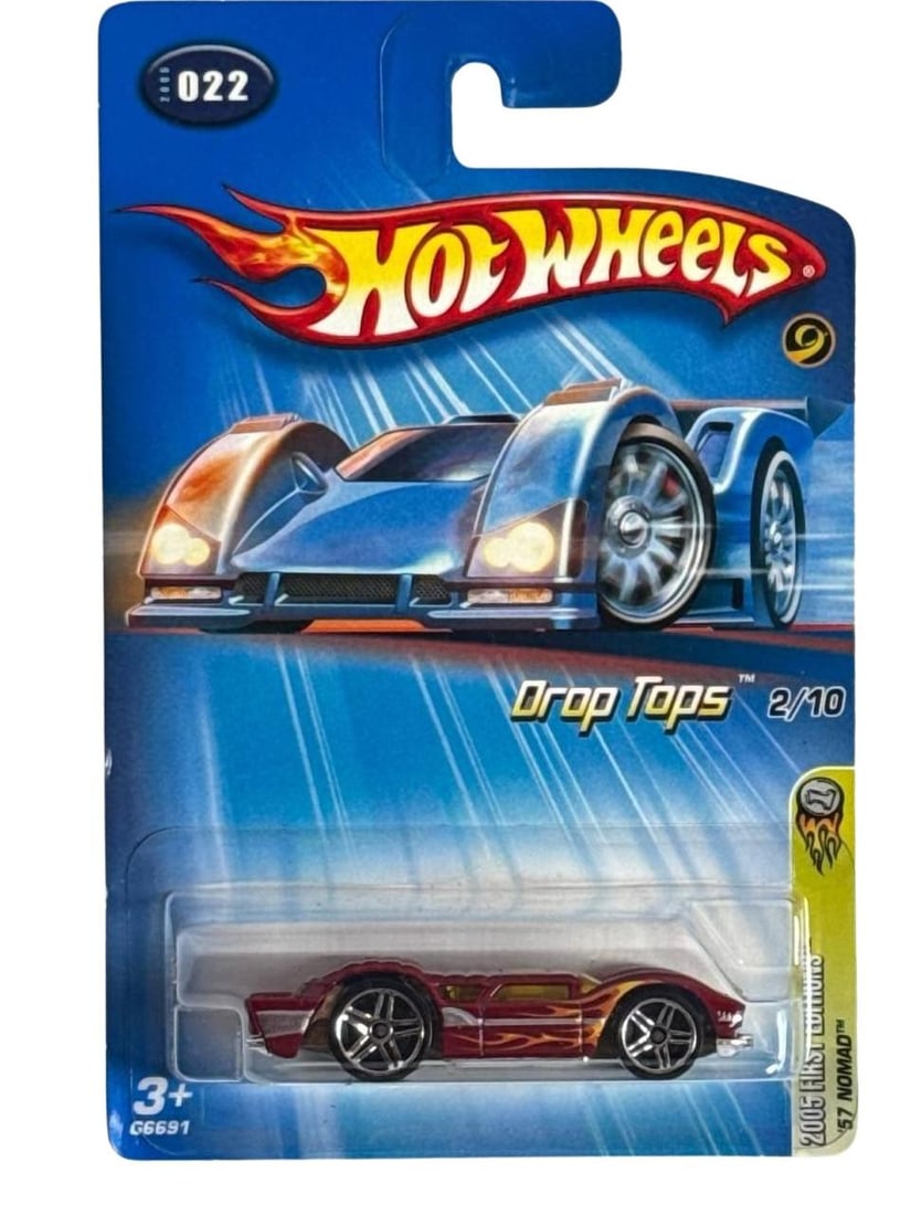 Hot Wheels 2005 First Editions 57 Nomad Drop Tops Flame Red Diecast Car Scale 164: Collectible Hot Wheels 2005 First Editions 57 Nomad is a must-have for fans of iconic diecast cars. This Drop Tops edition stands out with its vivid red finish and eye-catching flame details, capturin