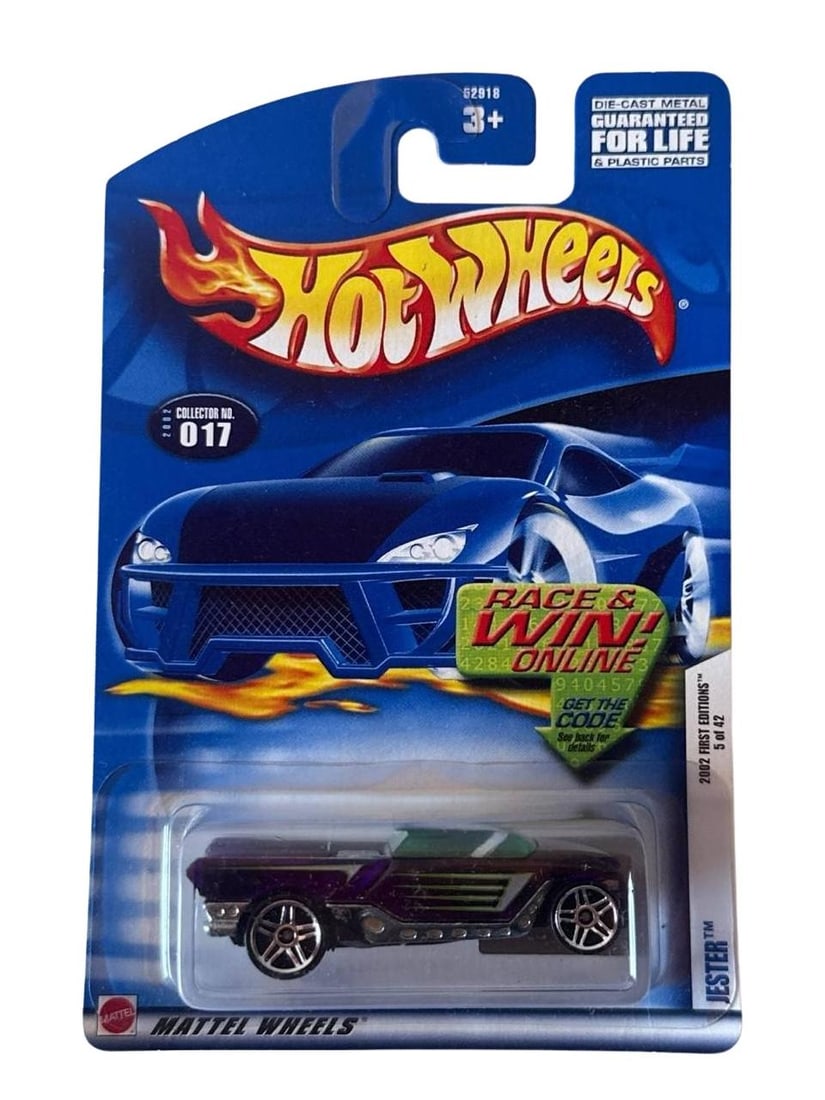 Hot Wheels 2002 First Editions Jester Purple Race And Win Online 3 In: Hot Wheels 2002 Jester Purple Race And Win Online 3 In collectible is a highly sought after item among avid Hot Wheels enthusiasts. Its distinctive purple finish, sleek body style, and iconic Jester n