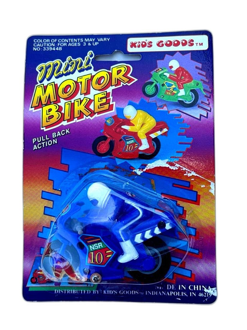 Mini Motor Bike Kids Goods Pull Back Action Blue Plastic Toy 8x5 in 3 oz (1 of 4)