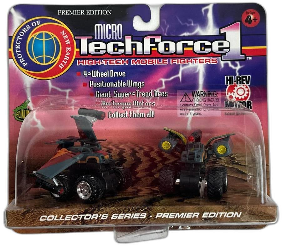 Funline Micro Techforce 1 High Tech Mobile Fighters Rare Unopened Collector Series Premier Edition: Micro Techforce 1 High Tech Mobile Fighters Rare Unopened Collector Series Premier Edition from 1997 Funline brings you a glimpse into a futuristic battle-torn landscape where survivors rely on advanc
