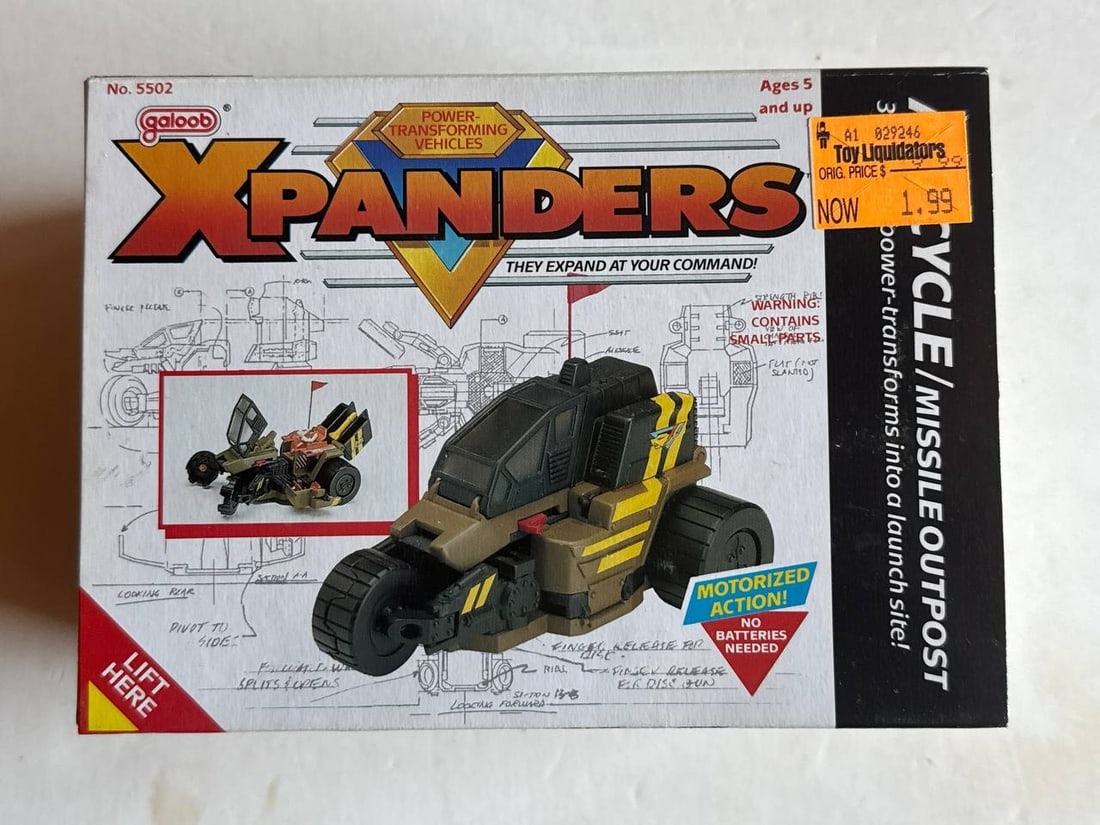 1989 Galoob Xpanders Power Transforming Cycle Missile Outpost Toy: Vintage collectible toy from 1989 Galoob Xpanders Power Transforming Cycle Missile Outpost is a remarkable addition for collectors seeking classic action designs. This set features a motorcycle that c