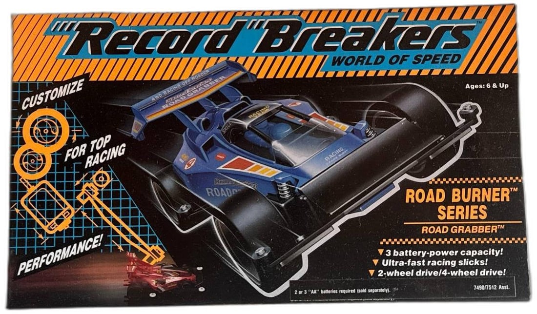 Hasbro Record Breakers World Of Speed Road Burner Road Grabber Race Car Unopened: Record Breakers World Of Speed Road Burner Road Grabber Race Car Unopened is a thrilling toy collectible prized by racing enthusiasts and vintage item seekers. This set features three battery power ca