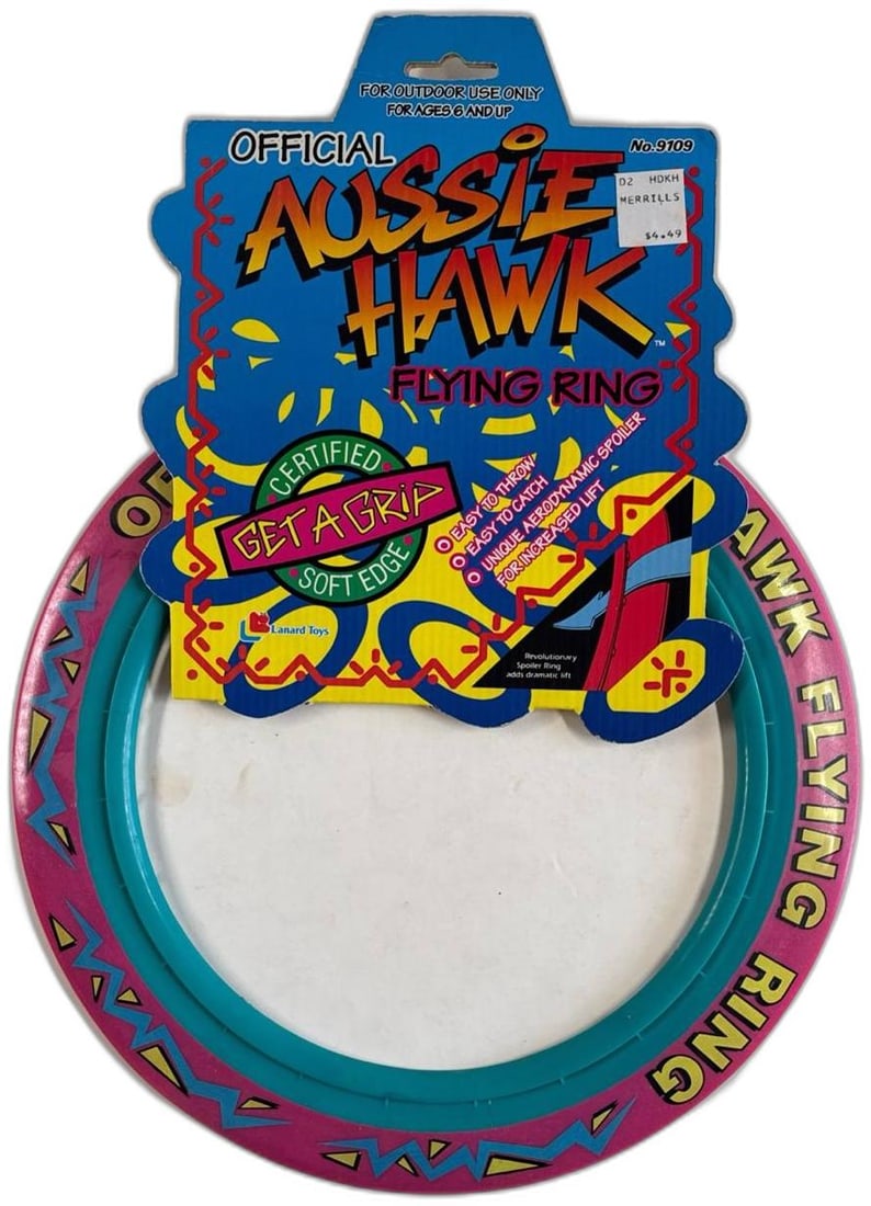 Official Aussie Hawk Flying Plastic Ring Frisbee Toy Lanard Unopened For Outdoor Play: Official Aussie Hawk Flying Ring in unopened condition is a fantastic find for outdoor activities and vintage toy enthusiasts. This ring features a soft edge and unique aerodynamic shape optimized for