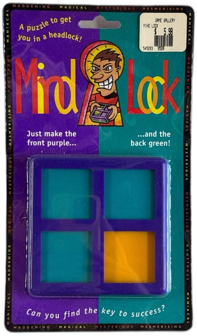 Crystal Lines Mind Lock Brain Teaser Puzzle 1996 Unopened Toy: Crystal Lines Mind Lock Brain Teaser Puzzle 1996 Unopened Toy is a clever sliding-square challenge designed to test your puzzle-solving skills by shifting bright colored tiles. Created by Markus Peatl