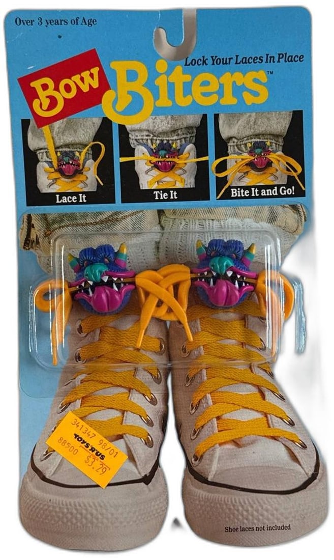 Bow Biters Brookside Collectible Kids Shoe Lace Locks 1987 New Unopened: Bow Biters Brookside Collectible Kids Shoe Lace Locks 1987 New Unopened are a fun and practical shoe accessory that locks laces in place. These bright and whimsical lace holders feature cartoonish mon