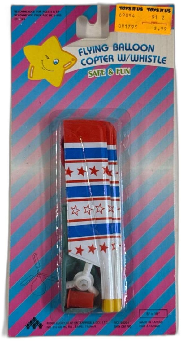Flying Balloon Copter Whistle Lucky Star Enterprises 1989 Vintage Child Toy Unopened: Flying Balloon Copter Whistle Lucky Star Enterprises 1989 Vintage Child Toy Unopened This captivating novelty toy from the late 1980s brings back a wave of nostalgia for collectors and enthusiasts ali
