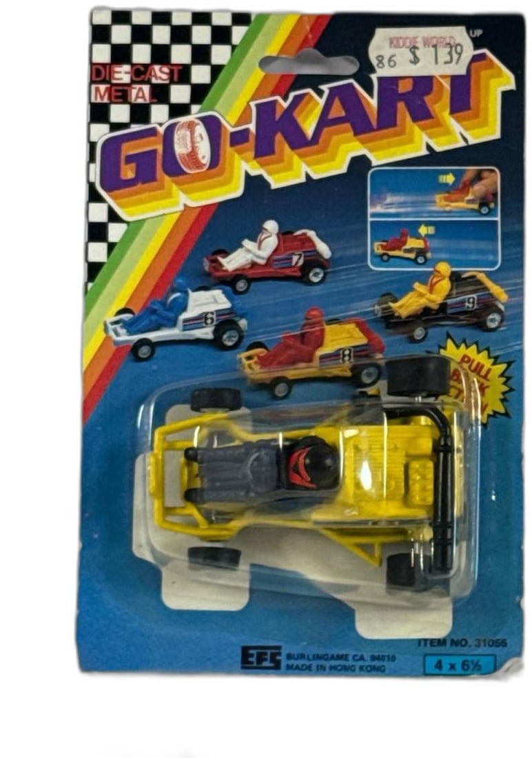 Vintage EFE Diecast Go Kart Yellow Carded Toy Unopened 4 X 7 Inches (1 of 4)