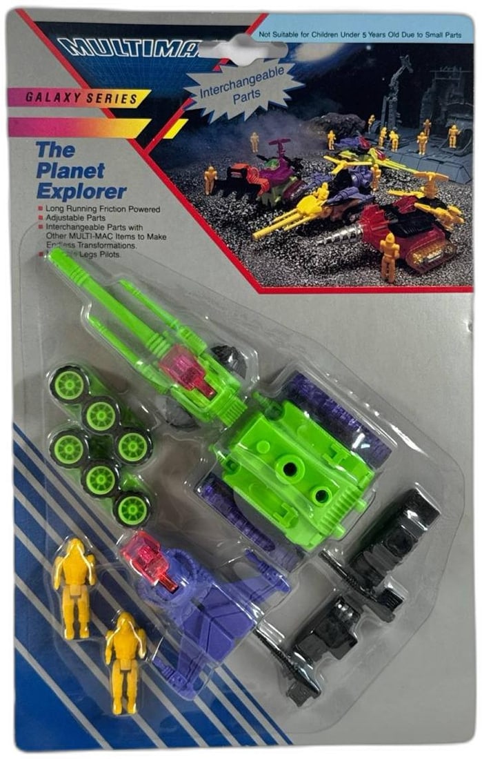 Multimac Galaxy Series The Planet Explorer Friction Powered Toy Unopened: Multimac Galaxy Series The Planet Explorer friction powered toy is an exciting collectible from Silverti that features a bright green and purple main vehicle with adjustable and interchangeable parts,