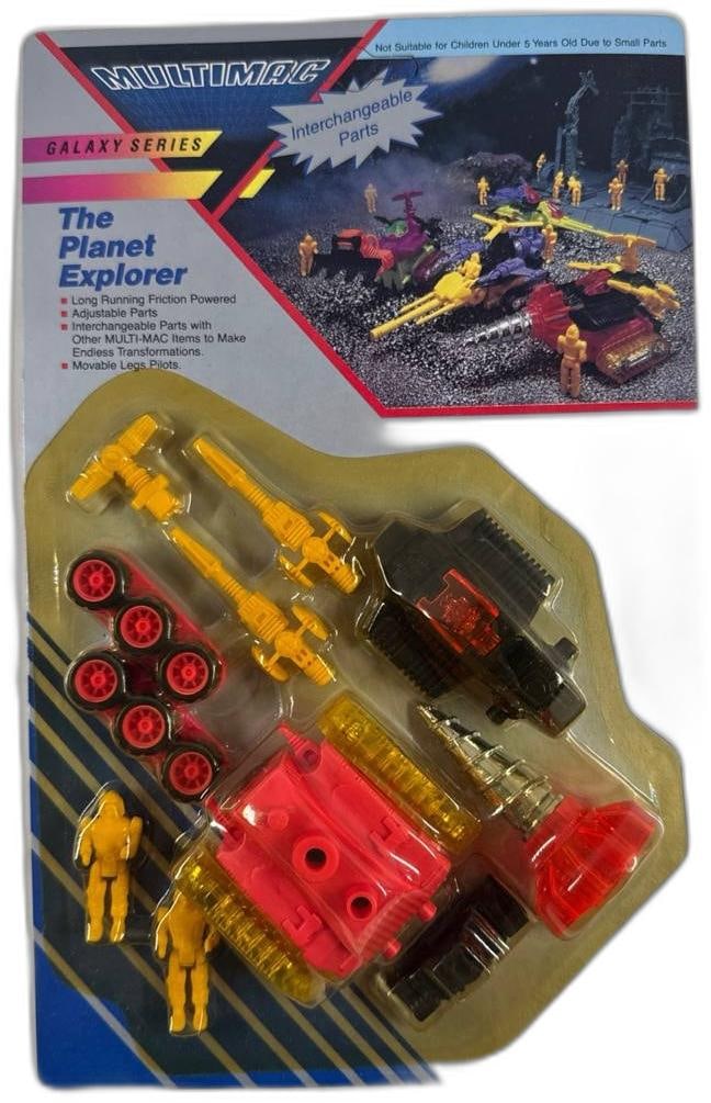 Multimac Galaxy Series Planet Explorer Interchangeable Parts Toy Unopened: Multimac Galaxy Series Planet Explorer unopened friction powered toy collectible. This unique set features movable pilot figures, adjustable cannons, and other interchangeable parts that let you trans