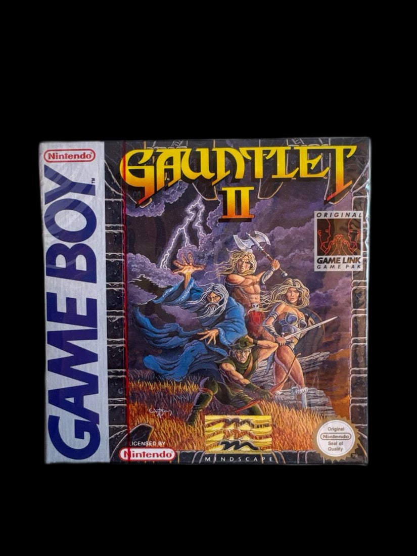 Mint Sealed 1990 Gauntlet II Nintendo Game Boy Collectible Made In Japan: This is an authentic Gauntlet II release for the Nintendo Game Boy from 1990, presented in completely mint, sealed condition. Made in Japan and distributed under official license, it features the icon