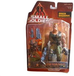Small Soldiers Brick Bazooka Action Figure Kenner 1998 New in Box: Small Soldiers Brick Bazooka action figure by Kenner, released in 1998. The figure is new in its original packaging, showcasing the "Commando Elite" from the movie. Features include a convertible gian