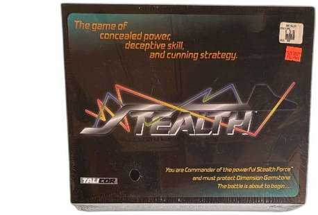 Stealth Board Game 1996 Talicor Strategy Game New Sealed Sci Fi Theme Rare: Stealth Board Game by Talicor 1996, new and factory sealed, rare out-of-print strategy game for 2 players ages 10-adult. Features a sci-fi theme where players use hidden power pieces on a colorful hex