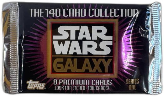 Star Wars Galaxy Series One 1993 Sealed Original Collector Pack Topps: Star Wars Galaxy Series One 1993 Sealed Original Collector Pack Topps from the iconic Star Wars saga is a must-have for fans and collectors. This limited series by Topps contains eight premium cards f