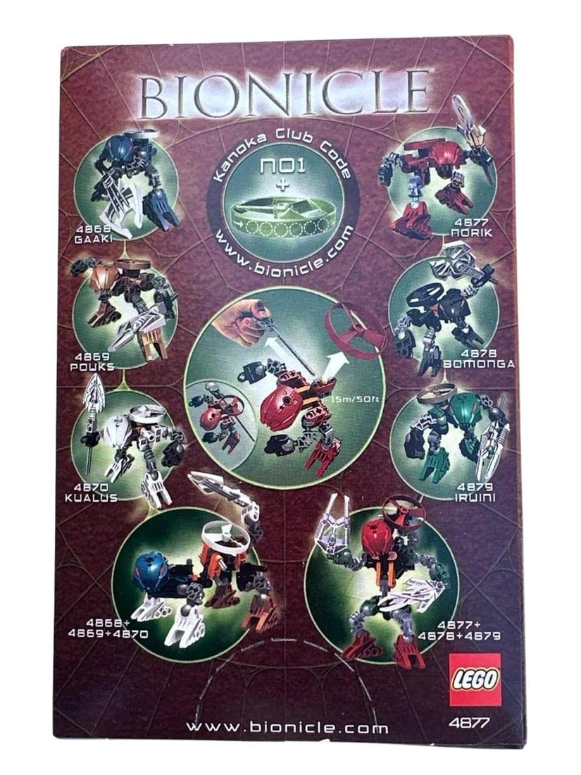 Vintage Lego Bionicle Rahaga Norik Red Action Figure Set 4877 Sealed Box (1 of 9)