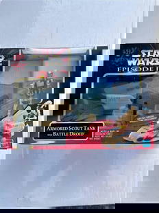 Vintage Star Wars Episode I Armored Scout Tank Battle Droid Hasbro 84205 Collectible: Vintage Star Wars toy collectible Episode I Armored Scout Tank with Battle Droid is a musthave masterpiece for fans who cherish rare Hasbro releases from the legendary late 1990s This impressive set c