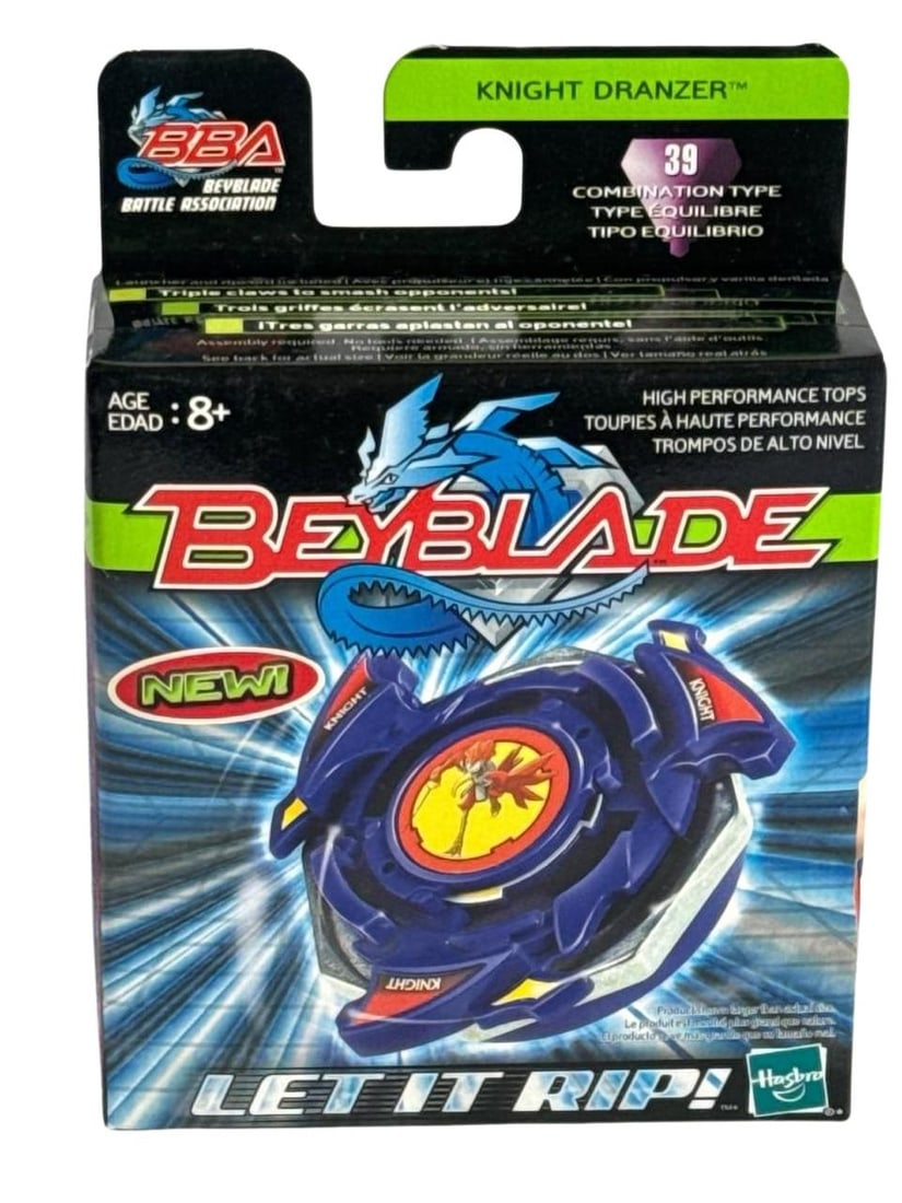 Beyblade Knight Dranzer Combination Type 39 Hasbro Original Box Rare: Beyblade Knight Dranzer Combination Type 39 Hasbro Original Box Rare is a highly sought after collectible from the iconic Beyblade toy line. This top appeals to both dedicated collectors and new fans