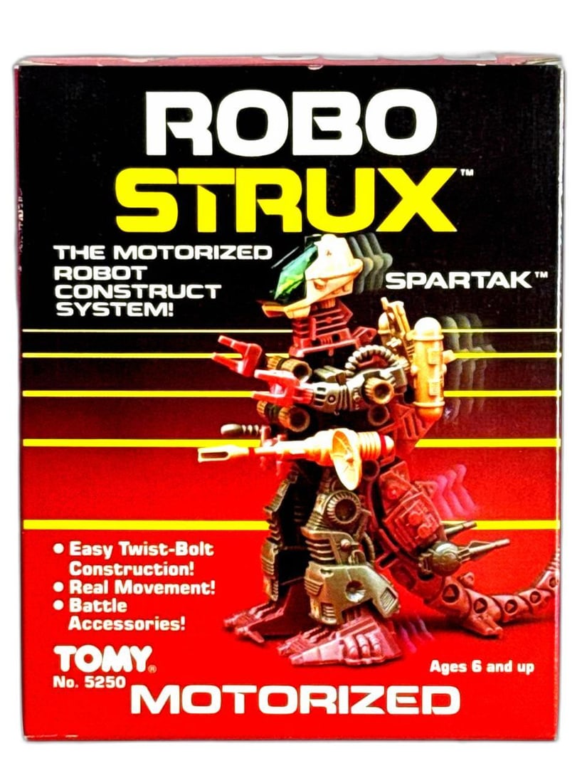 Vintage Robo Strux Spartak 1985 Tomy Motorized Robot Construct System: Vintage Robo Strux Spartak 1985 Tomy Motorized Robot Construct System is a rare and thrilling collector's item that highlights the innovative design of 1980s mechanical toys. This iconic construction 