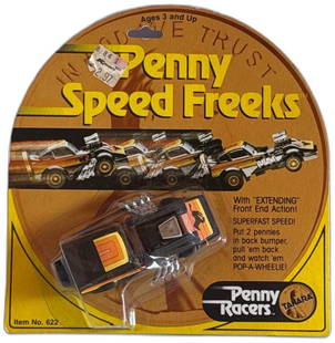 Takara Penny Speed Freeks Car Vintage Original Packaging 1982 Item 622: Takara Penny Speed Freeks Car Vintage Original Packaging 1982 Item 622 is a highly collectible toy that showcases the fun spirit of 1980s miniature racers. Sealed firmly in its blister pack, this Penn