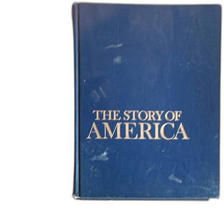 The Story Of America Reader's Digest Association 1977 Blue Hardcover Book: The Story of America Reader's Digest Association 1977 hardcover book. Features bold silver/white embossed title on blue cover. Includes historical illustrations and a handwritten 1977 inscription. Boo