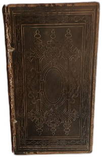 Pictorial History Of The United States 1849 Leather Bound Antique Book: Pictorial History Of The United States by John Frost, published in 1849. This antique volume is leather-bound, featuring ornate embossed designs on the cover and spine. The book contains detailed illu