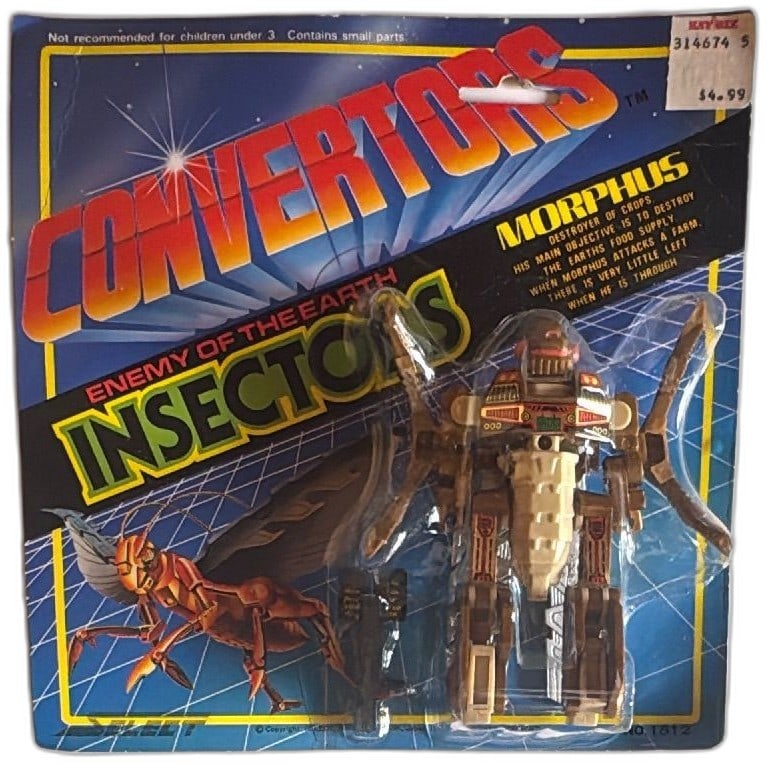 Convertors Insectors Morpheus Enemy Of The Earth Robot Toy MOC 1984 Vintage Japa: Convertors Insectors Morpheus Enemy of the Earth vintage robot action figure, made in Japan by Select in 1984. Features original packaging with bright graphics, sealed bubble, and instructions on the 