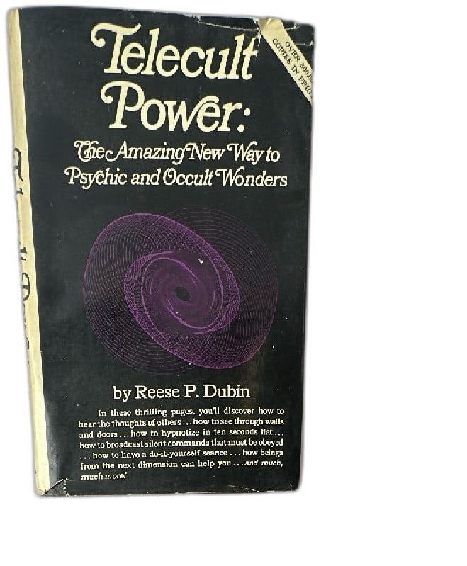 Telecult Power Reese P Dubin 1970 Parker Publishing Third Printing 1978 Occult B: Telecult Power The Amazing New Way to Psychic and Occult Wonders by Reese P. Dubin. Third printing, April 1978, Parker Publishing Company. This vintage occult paperback explores psychic phenomena, men