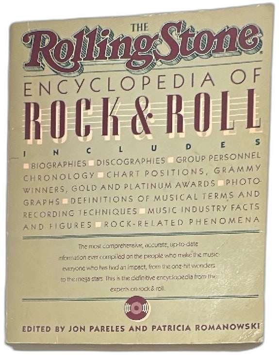 Rolling Stone Encyclopedia Of Rock And Roll 1983 Summit Books First Edition: Rolling Stone Encyclopedia of Rock & Roll 1983 first edition by Summit Books, edited by Jon Pareles and Patricia Romanowski. Essential reference guide featuring over 1,300 biographical entries, discog