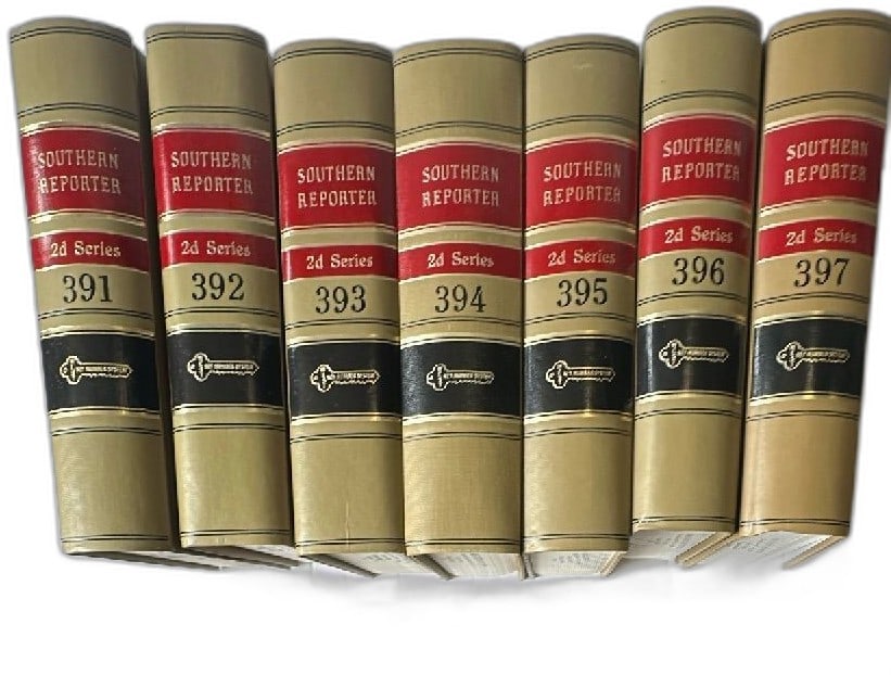Southern Reporter 2d Series Law Books Volumes 391 To 397 West Publishing 1981: Southern Reporter Second Series Volumes 391 to 397 hardcover law books by West Publishing 1981. Legal reference set covering cases from Alabama, Florida, Louisiana, and Mississippi. Collectible vintag