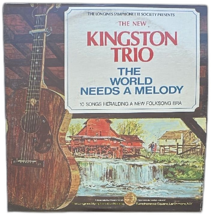 Kingston Trio The World Needs A Melody Vinyl LP Longines Symphonette Gold Medal: Kingston Trio The World Needs A Melody vintage vinyl LP record, released by The Longines Symphonette Society as part of their Gold Medal Recordings. Features 10 folk songs heralding a new folksong era