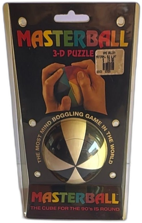 Masterball 3D Puzzle Vintage Black White Mind Boggling 90s Toy Sealed NIB: Masterball 3D Puzzle sealed in original packaging, vintage 1990s collectible toy. Classic black and white segmented ball, designed to twist and turn with over 350 quadrillion possible combinations, of