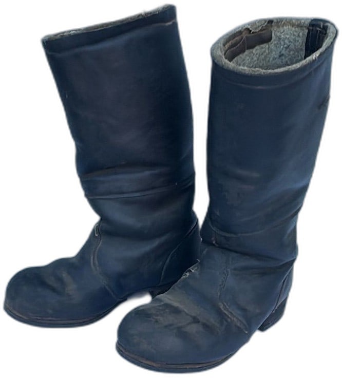 Vintage Soviet Russian Army Leather Felt Winter Boots Black Long Life Soles Size (1 of 18)